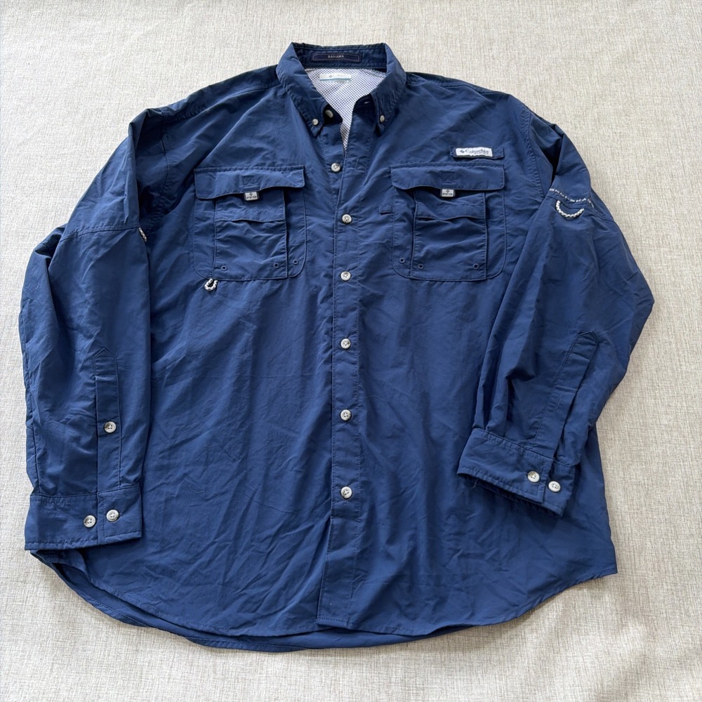 Columbia PFG Bahama II Mens Large Long Sleeve Fishing Shirt Omni-Shade Vented - Picture 1 of 7